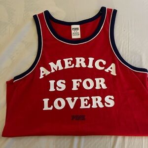 PINK Victoria's Secret Red and White Muscle Tee